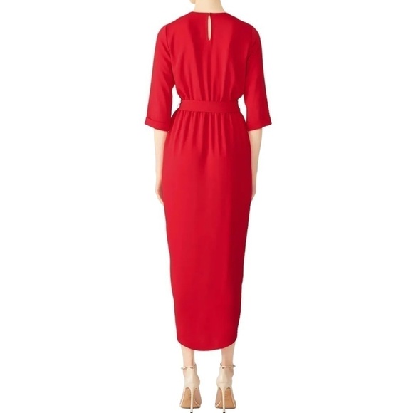 Amanda Uprichard Red Crepe Wrap Midi Maxi Dress Size P (0-2) - Picture 2 of 15